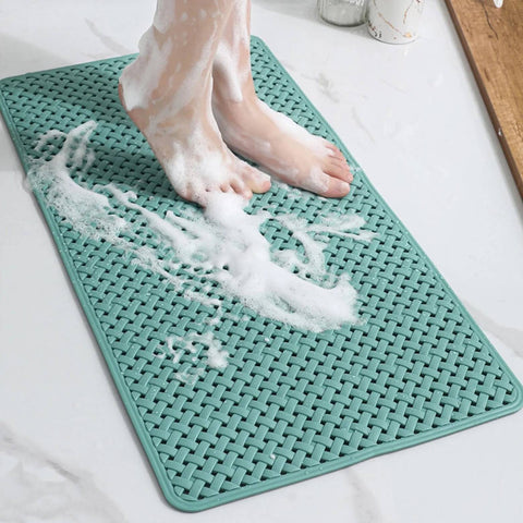 Anti-Slip Shower Mat for Bathroom – Green Quick-Dry Bathtub Floor Mat with Drainage