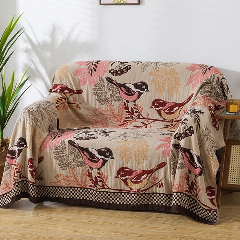 Fall Chickadee Cotton Throw Blanket