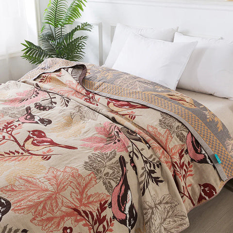Fall Chickadee Cotton Throw Blanket