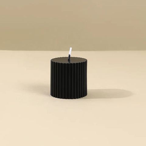 Noir Ribbed Black Candle