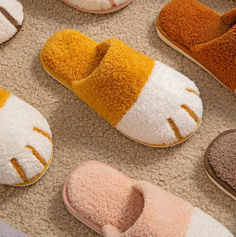 Cozy Cat Paw Plush Slippers