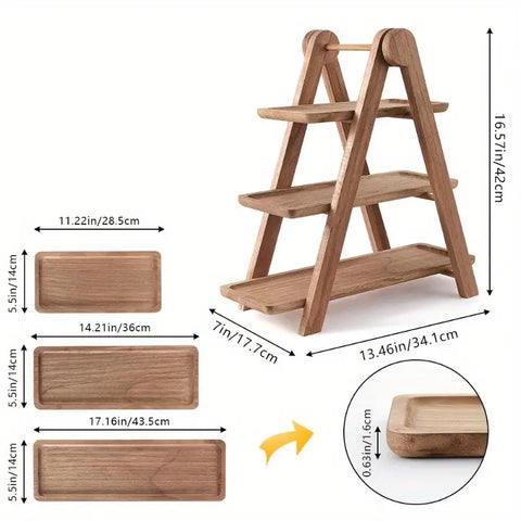 Rustic Wooden 3-Tier Serving Stand