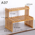 Size diagram of bamboo kitchen rack showing width, depth, and height in inches