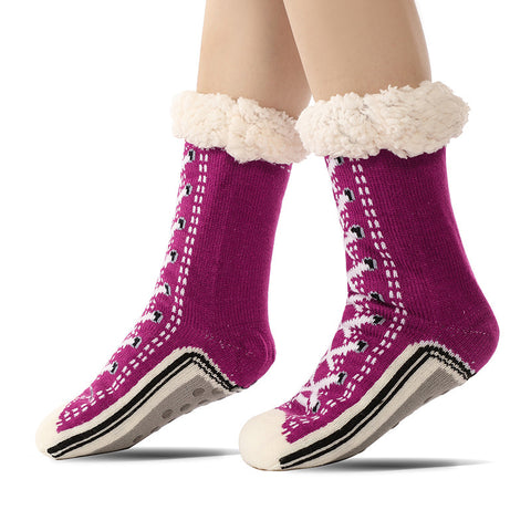 Women's Lace-Up Pattern Winter Crew Socks