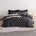 Modern Black and Beige Duvet Cover Set – Reversible Grid Bedding for Bedroom
