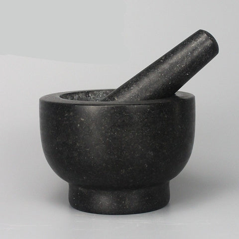 Black granite mortar and pestle without silicone cover