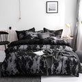 Modern bedroom with black marble duvet cover bedding set