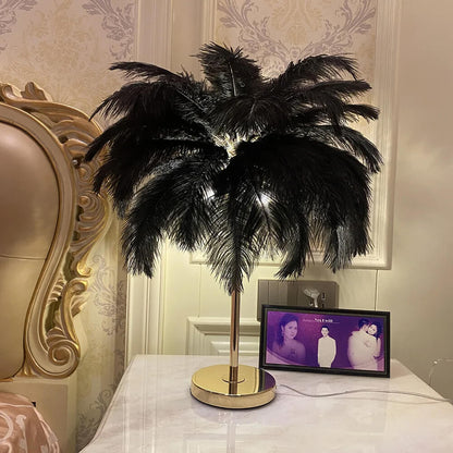 CELESTE OSTRICH FEATHER TABLE LAMP