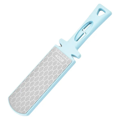 Blue diamond kitchen knife sharpener with ergonomic handle and durable honeycomb surface