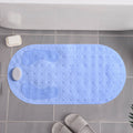 Blue foot scrubber shower mat with non-slip surface