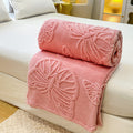 Blush pink butterfly embossed bed blanket – soft feminine fleece couch throw
