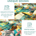 Close-up of bohemian floral cotton throw blanket showing exquisite stitching and unique printed flora and fauna design with vibrant colors and detailed texture