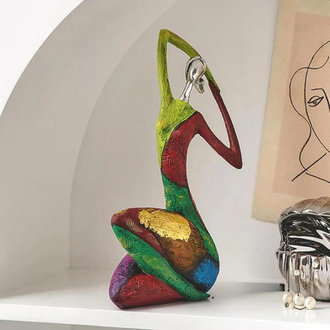 Yoga-inspired abstract sculpture for boho shelf or table decor

