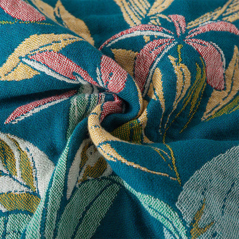 Botanical Floral Reversible Cotton Throw Blanket