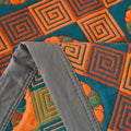 Detail of breathable cotton gauze texture and print