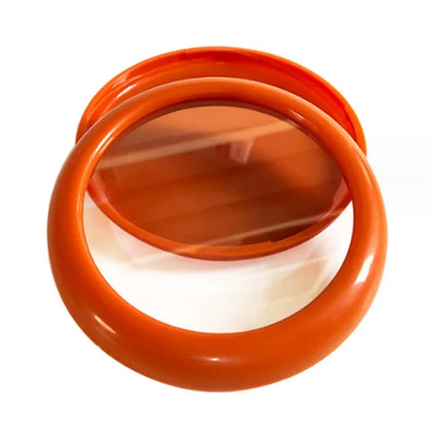 Transparent orange produce pod opened for use