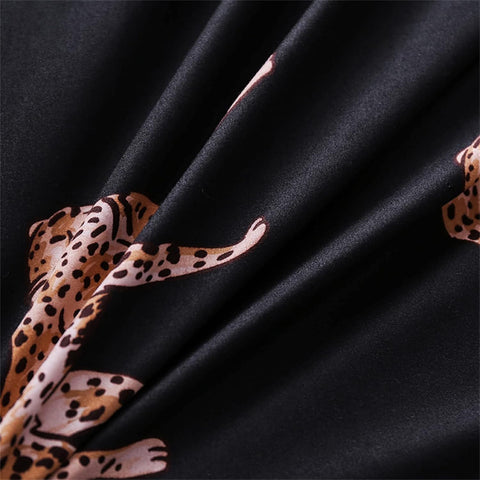 Smooth brushed microfiber texture of leopard duvet cover in close detail