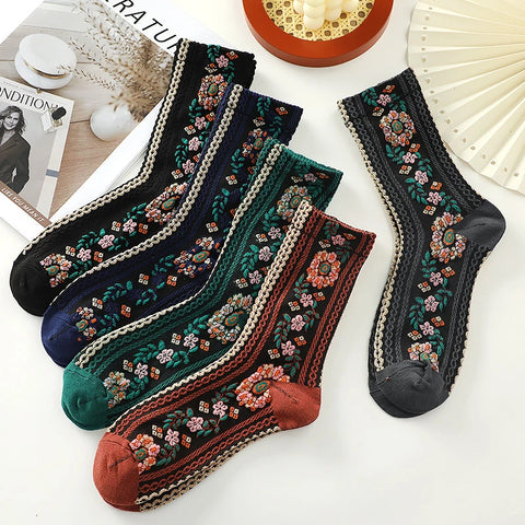 Women's Vintage Floral Crew Socks