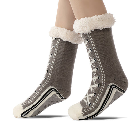 Women's Lace-Up Pattern Winter Crew Socks