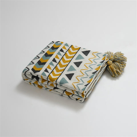 Tribal Throw Blanket with Tassels