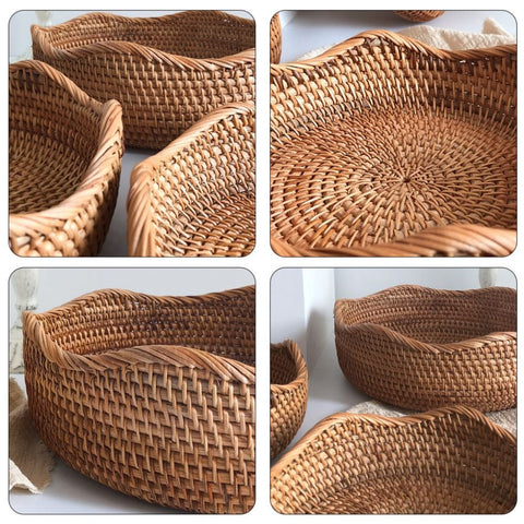 Close-up of durable rattan texture and basket weave