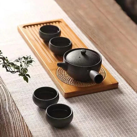 Small bamboo tray used with traditional teaware
