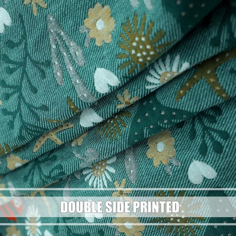 Detailed view of double-sided printed texture on Coral Reef Boho Cotton Throw Blanket with vibrant coral reef and floral patterns.