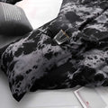 Corner loop design of black marble duvet cover for secure fit
