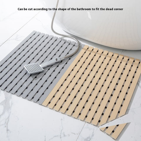 Beige and gray TPE shower mats with anti-slip and cuttable design