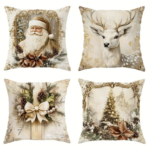 Vintage Gold Christmas Cushion Covers