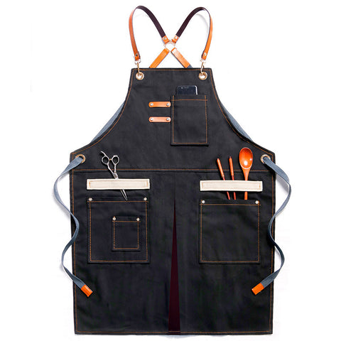 Denim Barista Apron with Pockets