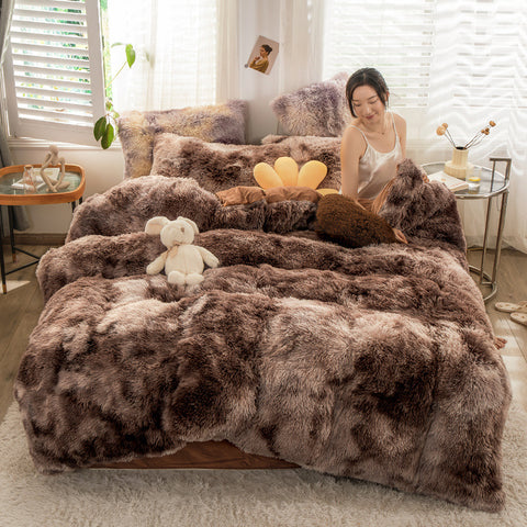 Fluffy Mink Velvet Duvet Cover Set 4pcs