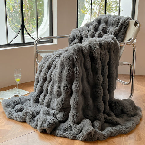 Faux Rabbit Fur Minky Blanket