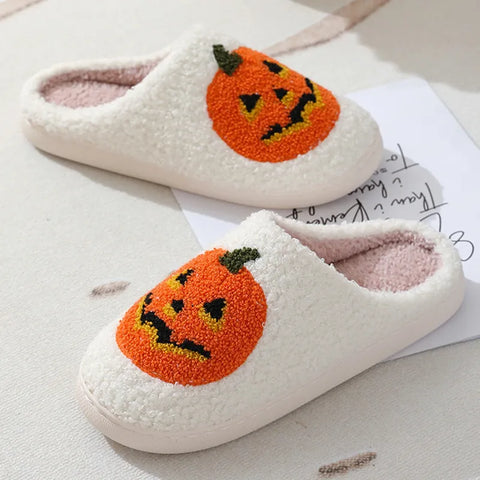 Halloween Pumpkin Slippers – Cozy Indoor House Shoes