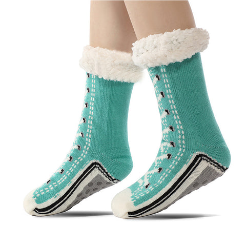 Women's Lace-Up Pattern Winter Crew Socks