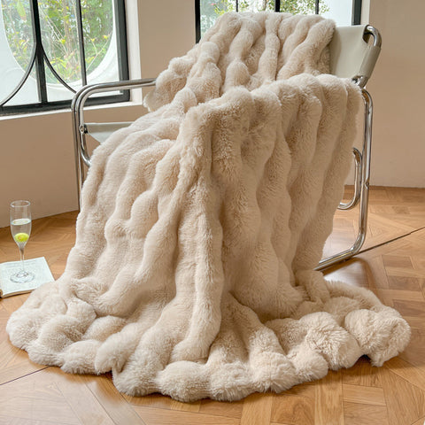 Faux Rabbit Fur Minky Blanket