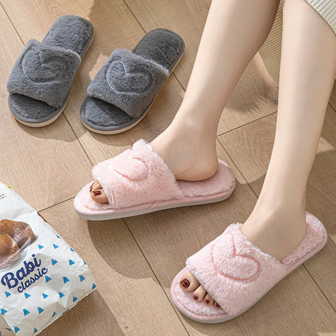 Women's Plush Open Toe Slippers