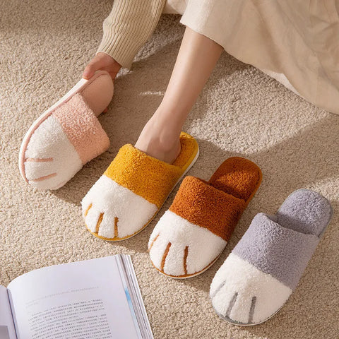 Cozy Cat Paw Plush Slippers