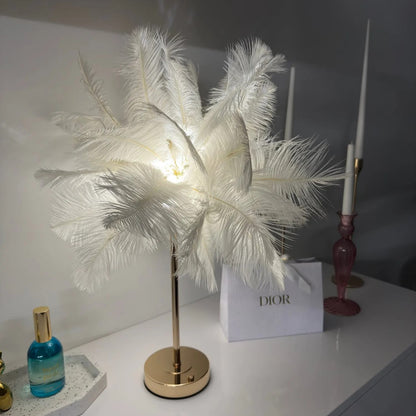 CELESTE OSTRICH FEATHER TABLE LAMP