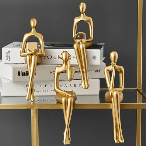 Gold Thinker Decor Statue