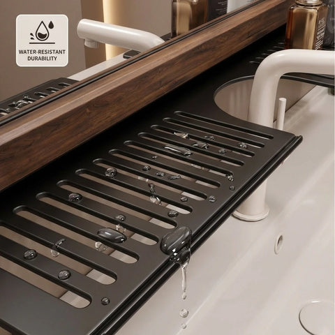 No-Drill Walnut Bathroom Shelf