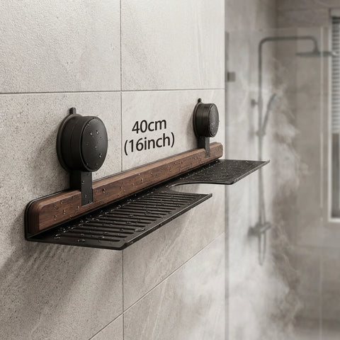 No-Drill Walnut Bathroom Shelf