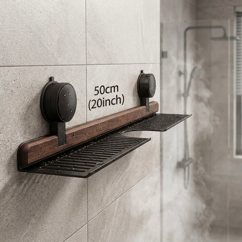 No-Drill Walnut Bathroom Shelf