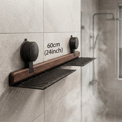 No-Drill Walnut Bathroom Shelf