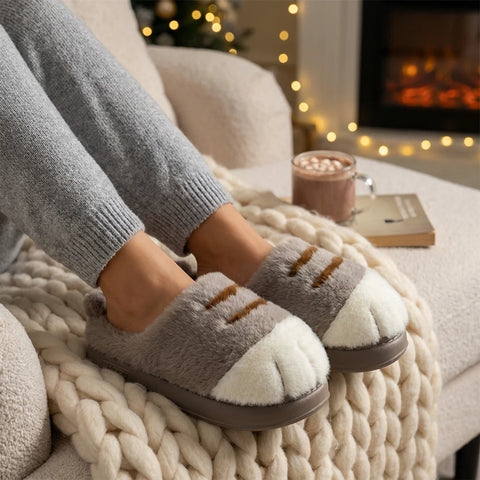 Cat Paw Plush Slippers