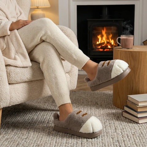 Cat Paw Plush Slippers