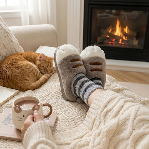 Cat Paw Plush Slippers