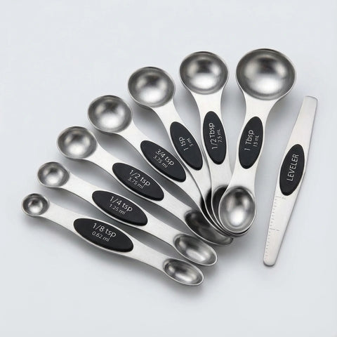 Magnetic Stainless Steel Measuring Spoons Set (8-Piece)