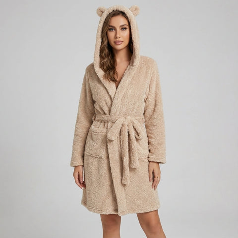 Luna Bear Hood Plush Robe