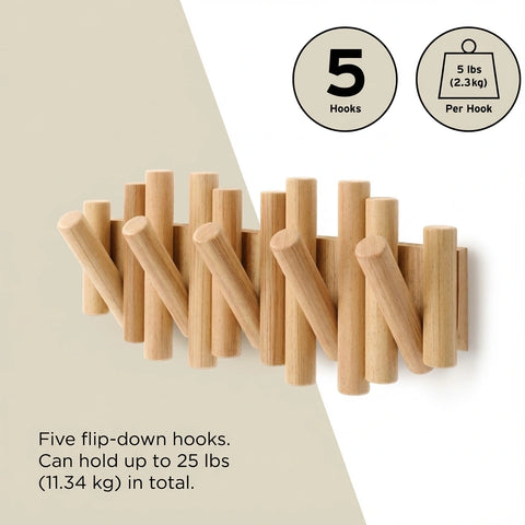 Picket Wooden Flip Wall Hooks